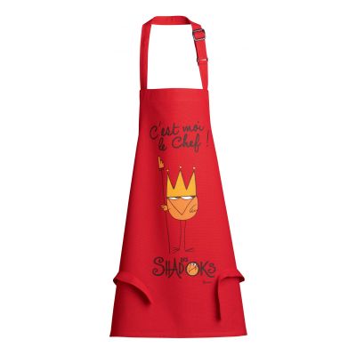 Shadok Roi Chef recycled children's cooking apron Rouge 52 X 63