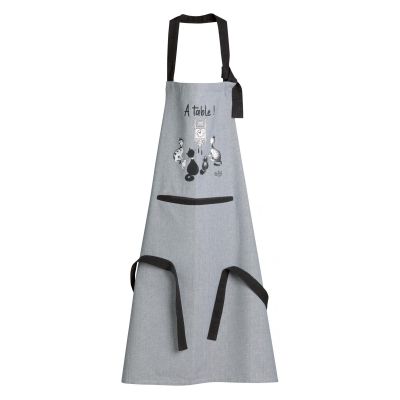 Dubout cat clock cooking apron Gris 72 X 85