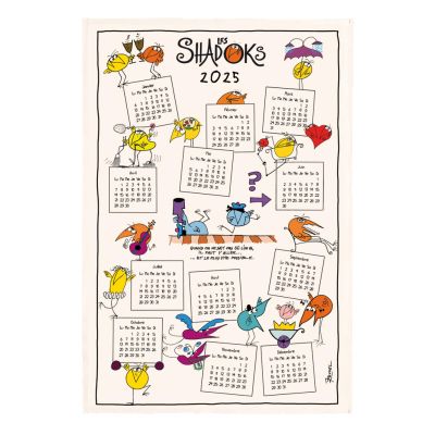 Shadoks Calendar 2025 Geschirrtuch Écru 48 X 72