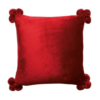Coussin Tender pompons Rubis 45 x 45