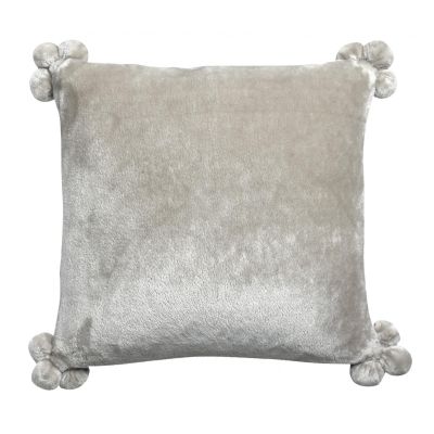 Coussin Tender pompons Perle 45 x 45
