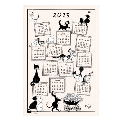 Dubout Calendar 2025 tea towel Écru 48 X 72