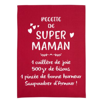 Super Maman Message theedoek Rouge 50 X 70